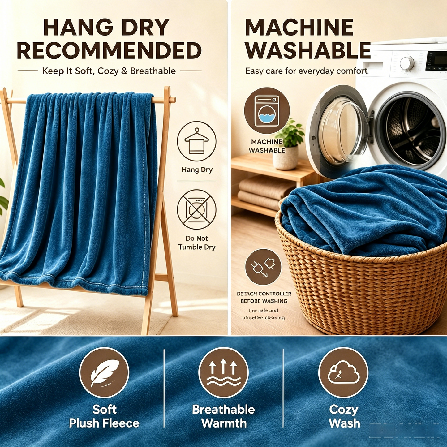 SUNNY HEAT Electric Heated Blanket Full Size 72" x 84" Soft Flannel with 4 Levels Heating & 10Hs Auto off, Machine Washable,Teal