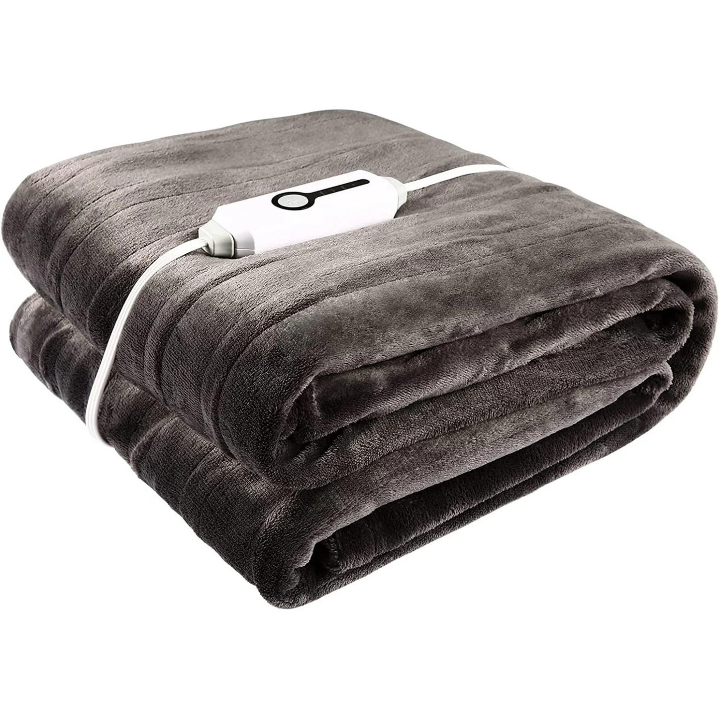 SUNNY HEAT Electric Heated Blanket Throw Flannel 50" x 60" Throw Size-4 Heating Settings & 10 Hours Auto off, Soft Machine Washable-Dark Grey