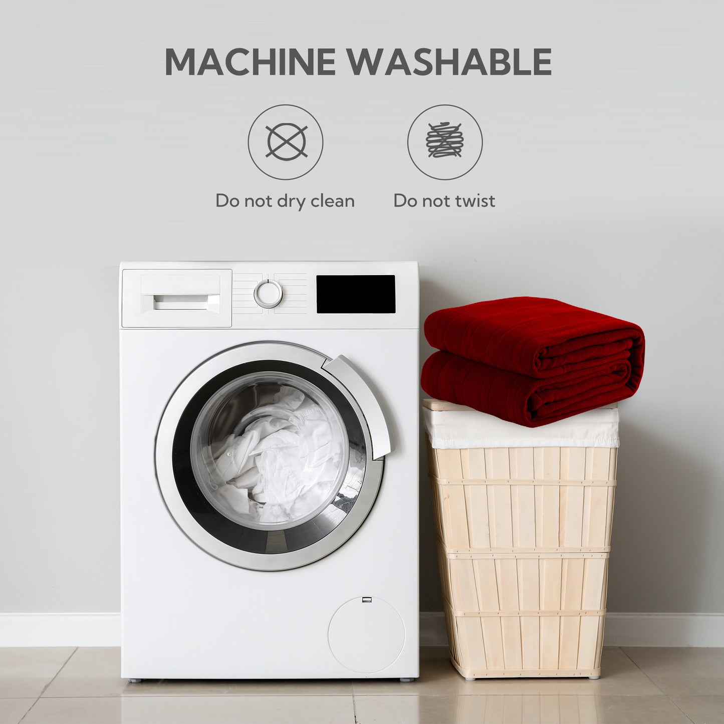 SUNNY HEAT Electric Heated Blanket 72'' x 84'', Comfortable and Lightweight Polar Fleece Electric Blanket, Red