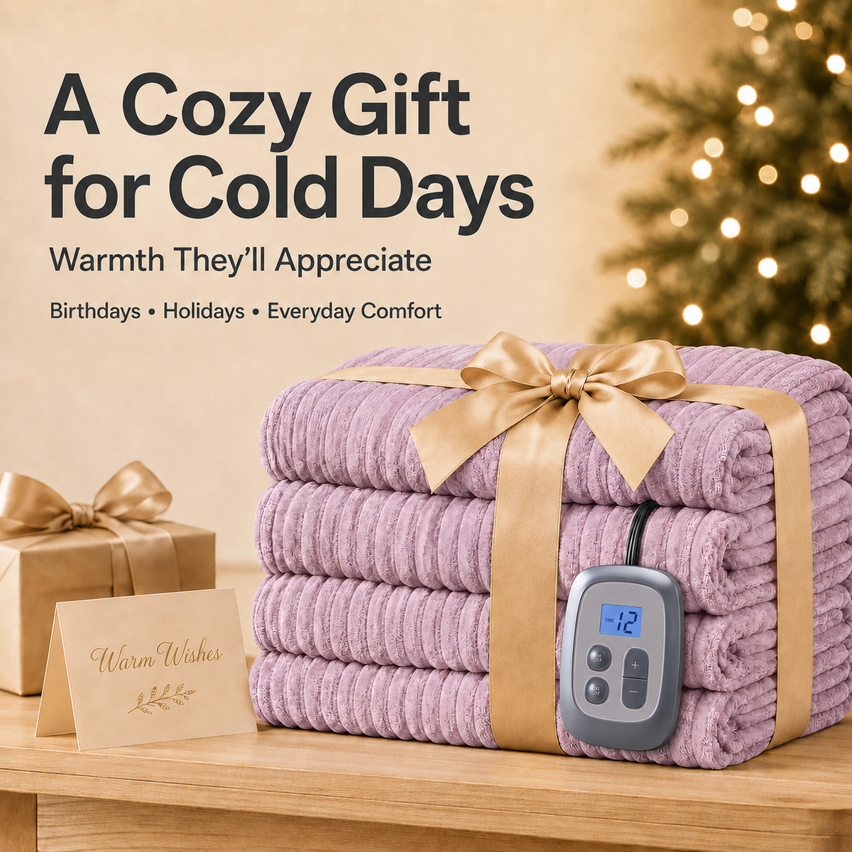 Heated Electric Blanket Ribbed Flannel 72"x84" Full Size - 10 Heating Settings & 12 Hours Auto off, Thick and Warm Washable - Purple