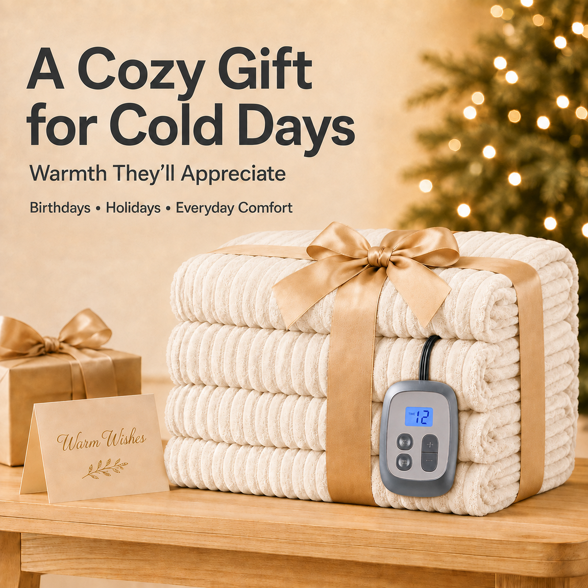 SUNNY HEAT Heated Electric Blanket Ribbed Flannel 72"x84" Full Size - 10 Heating Settings & 2/4/6/8/10/12 Hours Auto off, Thick and Warm Washable - White