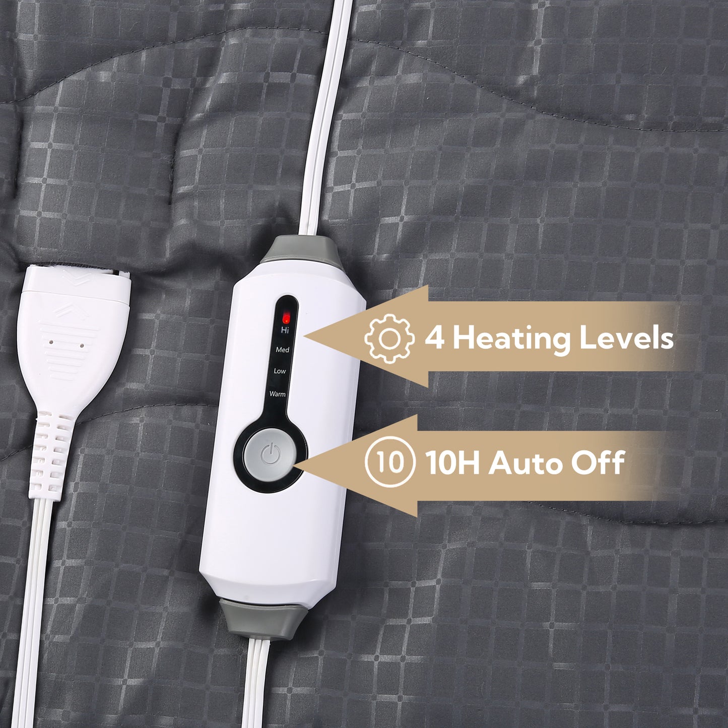 Electric Mattress Pad Full Size 54'' × 75'', Dual Controllers, 4 Heating Levels & 10 Hour Auto Shut Off, Elastic Deep Pocket, Warm and Soft Comfort Fabric, Machine Washable, Grey