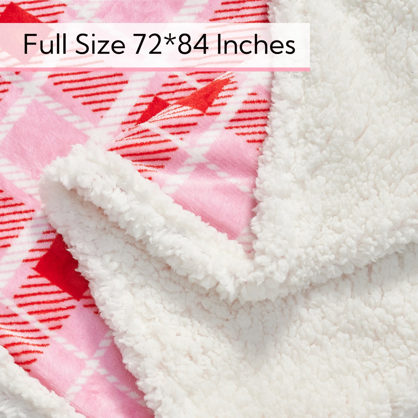 SUNNY HEAT Electric Heated Blanket 72"x84" Full Size, 10 Heating Levels & 12 H Auto Shut Off, Cotton & Microplush Plaid, Pink