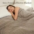 Heated Electric Blanket Twin Size 62''*84''-With 4 Heat Levels & 10 Hours Auto Off, Fast Heating Over-Heat Protection,Simple and Beautiful,Light Brown