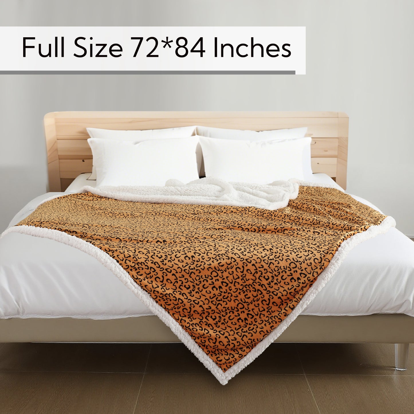 SUNNY HEAT Heated Electric Blanket Full Size 72'' x 84'' 6 Heating Levels & 1-10 Hours Auto Off , Leopard Black & Yellow