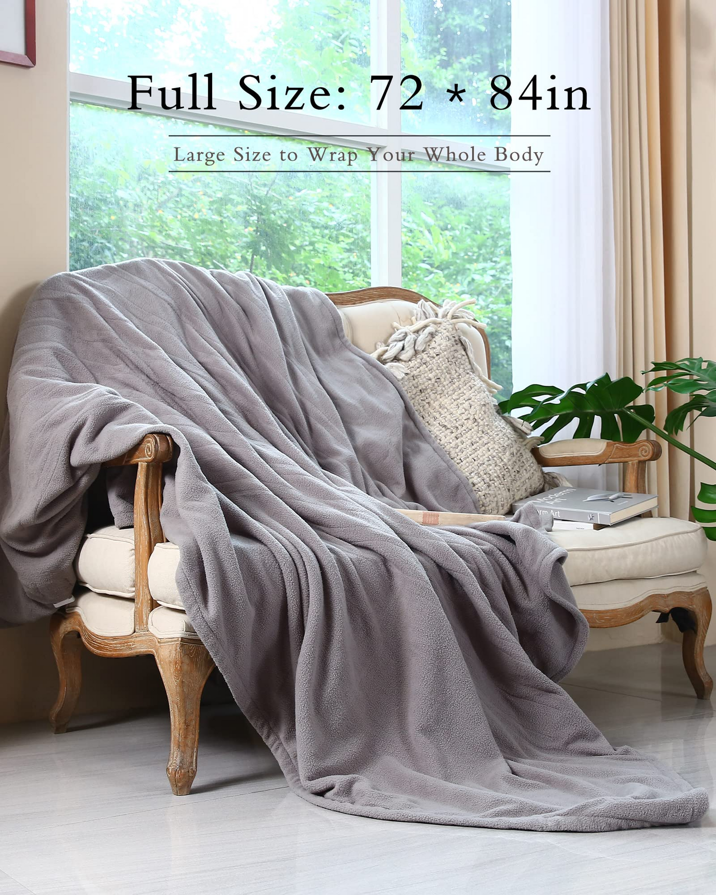 Electric Heated Blanket 72"x84" Full Size Warm for Whole Body, 4 Heating Levels and 10 Hours Auto-off Overheating Protection Machine Washable - Grey