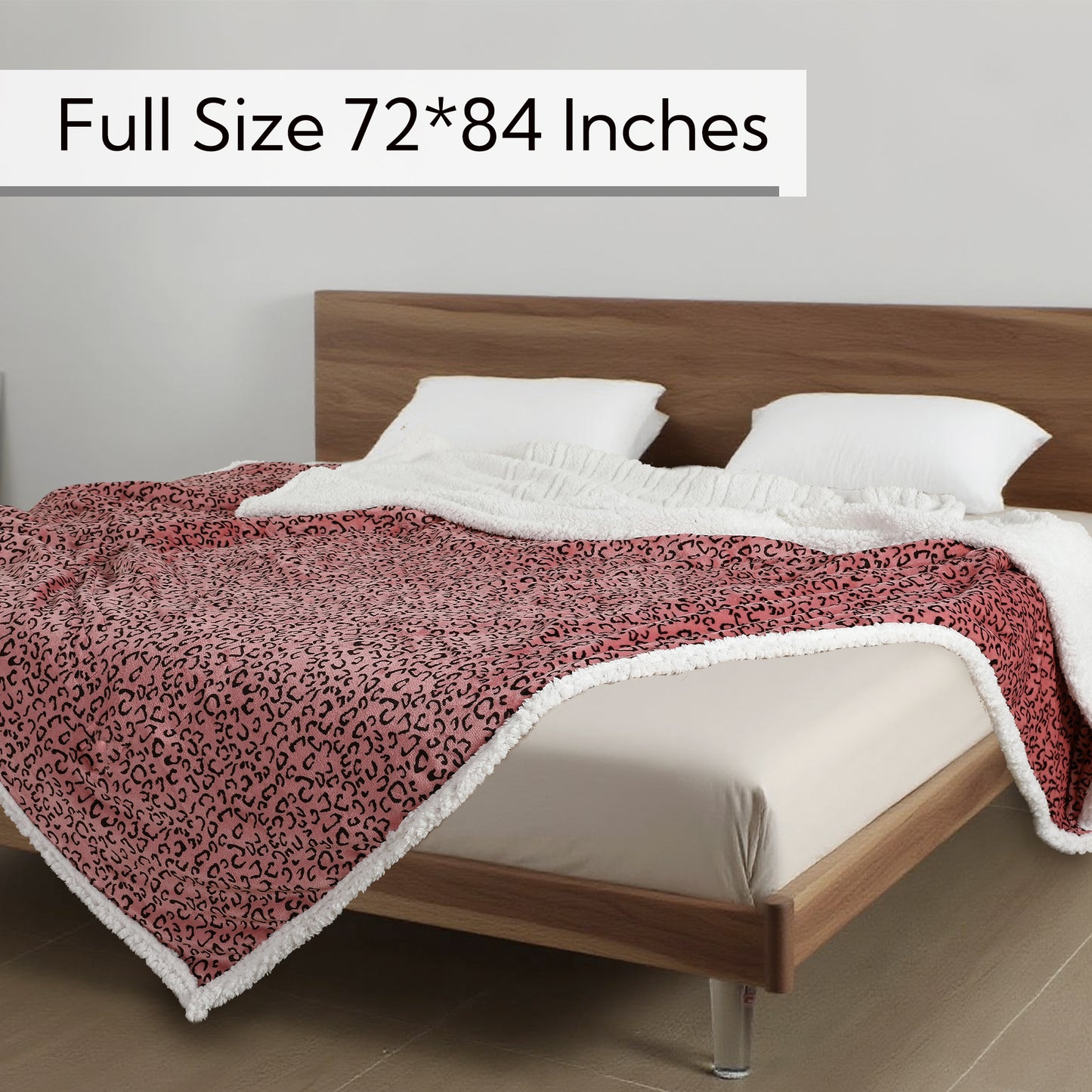 SUNNY HEAT Heated Electric Blanket Full Size 72'' x 84'' 6 Heating Levels & 1-10 Hours Auto Off , Leopard Black & Red
