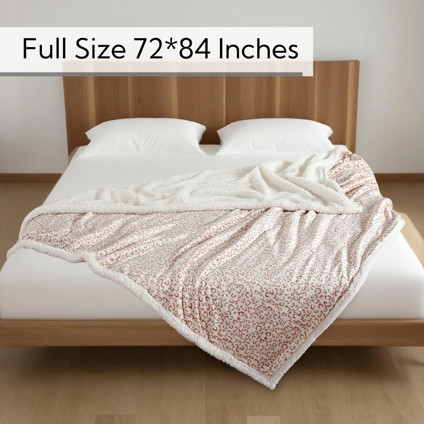 SUNNY HEAT Heated Electric Blanket Full Size 72'' x 84'' 6 Heating Levels & 1-10 Hours Auto Off , Leopard Brown & White