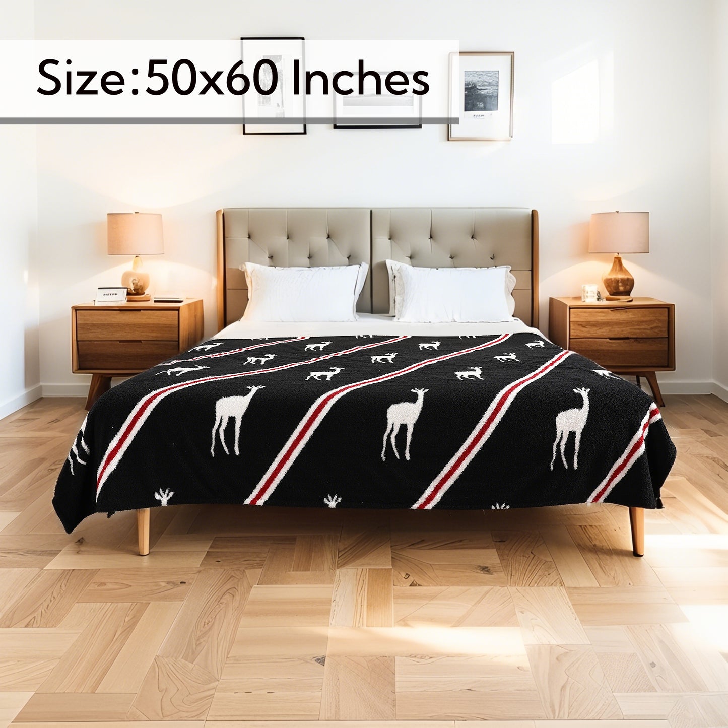 SUNNY HEAT Electric Heated Blanket Full size 72''x84'' Warm Machine Washable- black and white