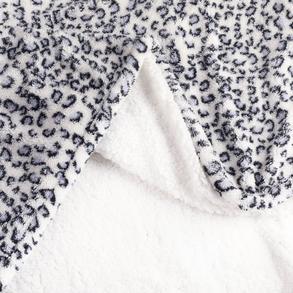 SUNNY HEAT Leopard Print Bed Blanket 28×40 Inches, Breathable Cozy Microplush, for Bed Sofa Couch Recliner, for Pet Dog Cats, All Seasons Use, Leopard Blue White