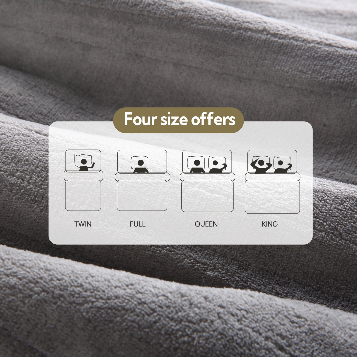 SUNNY HEAT Electric Mattress Pad King Size with Dual Control 4 Temperature 10H Auto-off, Coral Fleece, Grey