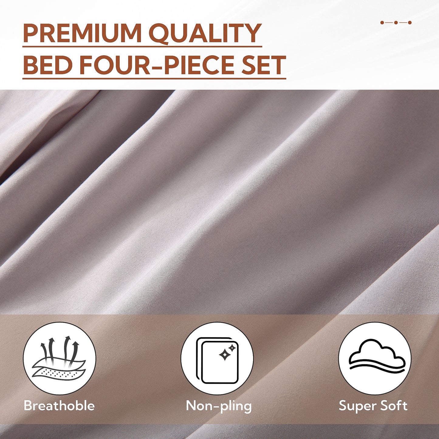 SUNNY HEAT Queen Bed Sheet Set, 4-Piece Deluxe Sheet Set, Easy Care Polyester Microfiber, Stretchable Elastic, Gray