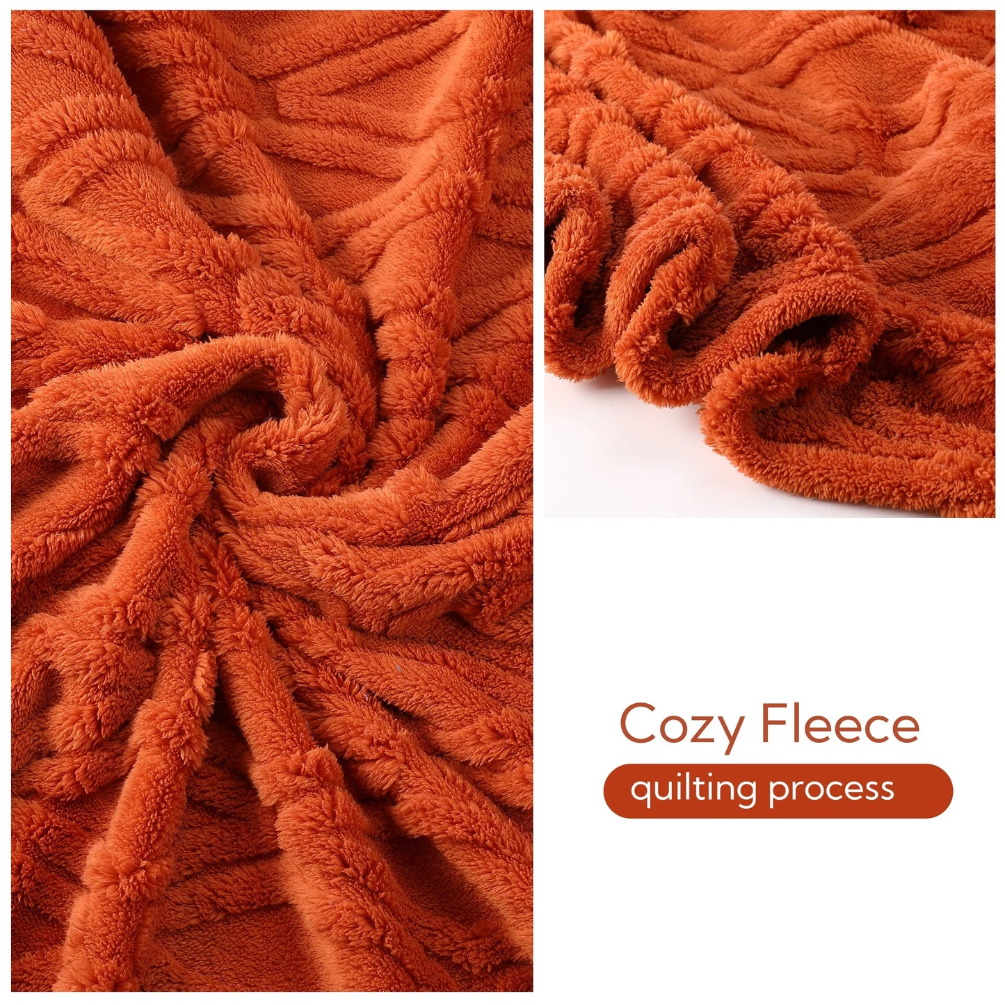 SUNNY HEAT Sherpa Blanket Queen Size 60''x80'' All-Season Lightweight Ultra Soft Bed Blanket Couch, Bed, Sofa, Travel Use, Gift, Pumpkin