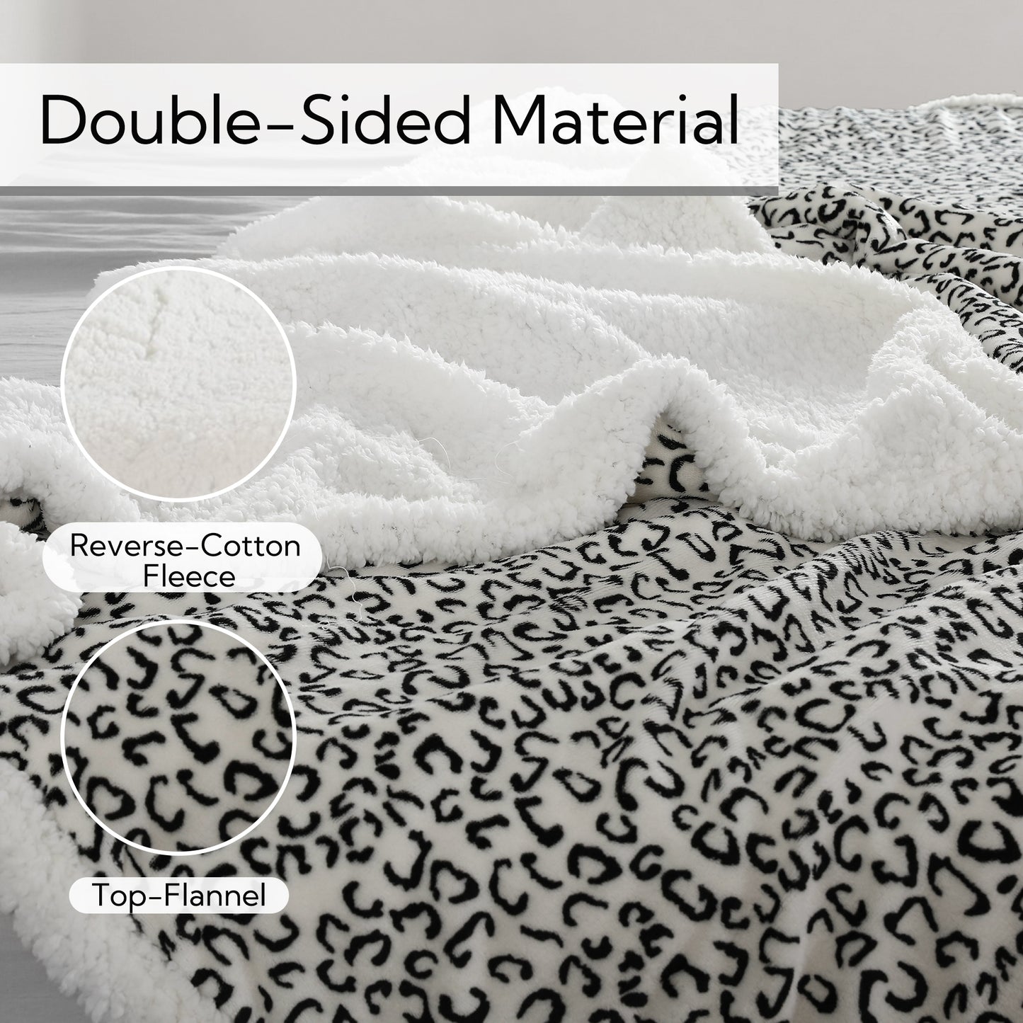SUNNY HEAT Heated Electric Blanket Full Size 72'' x 84'' 6 Heating Levels & 1-10 Hours Auto Off , Leopard Black & White