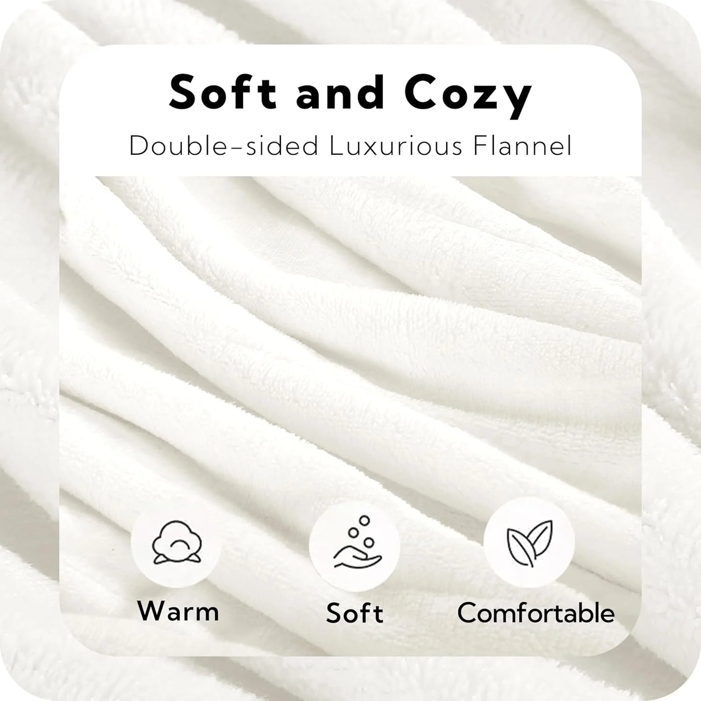 SUNNY HEAT Electric Heated Blanket Flannel Queen Size 84" x 90", 4 Heating Settings & 10 Hours Auto Off, Cozy Dual Control, White