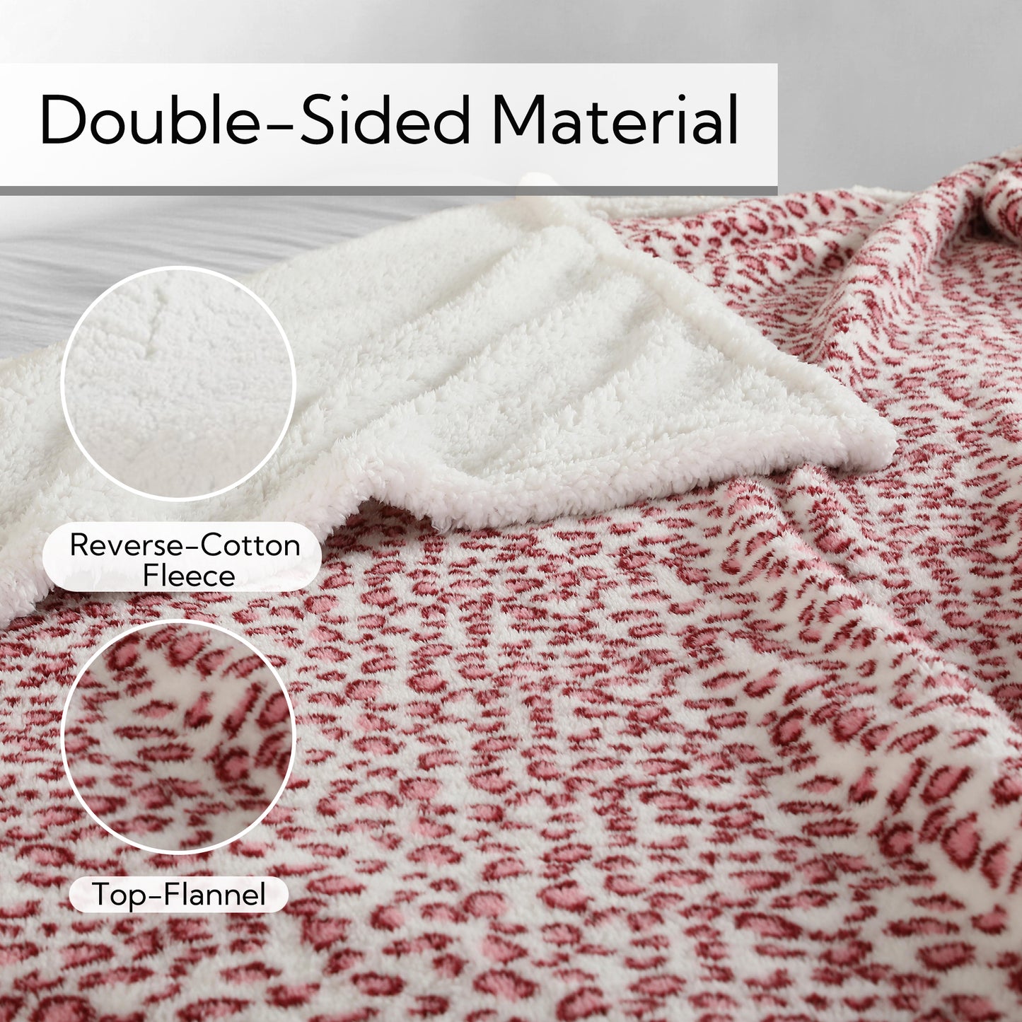 SUNNY HEAT Heated Electric Blanket Full Size 72' 'x 84'' 6 Heating Levels & 1-10 Hours Auto Off , Leopard Pink & White