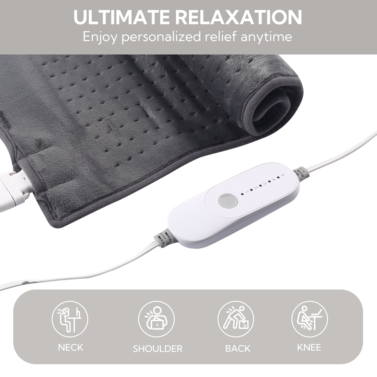 SUNNY HEAT Gray Heating Pad for Body Aches & Pains, Automatic Shut off, 1 Piece