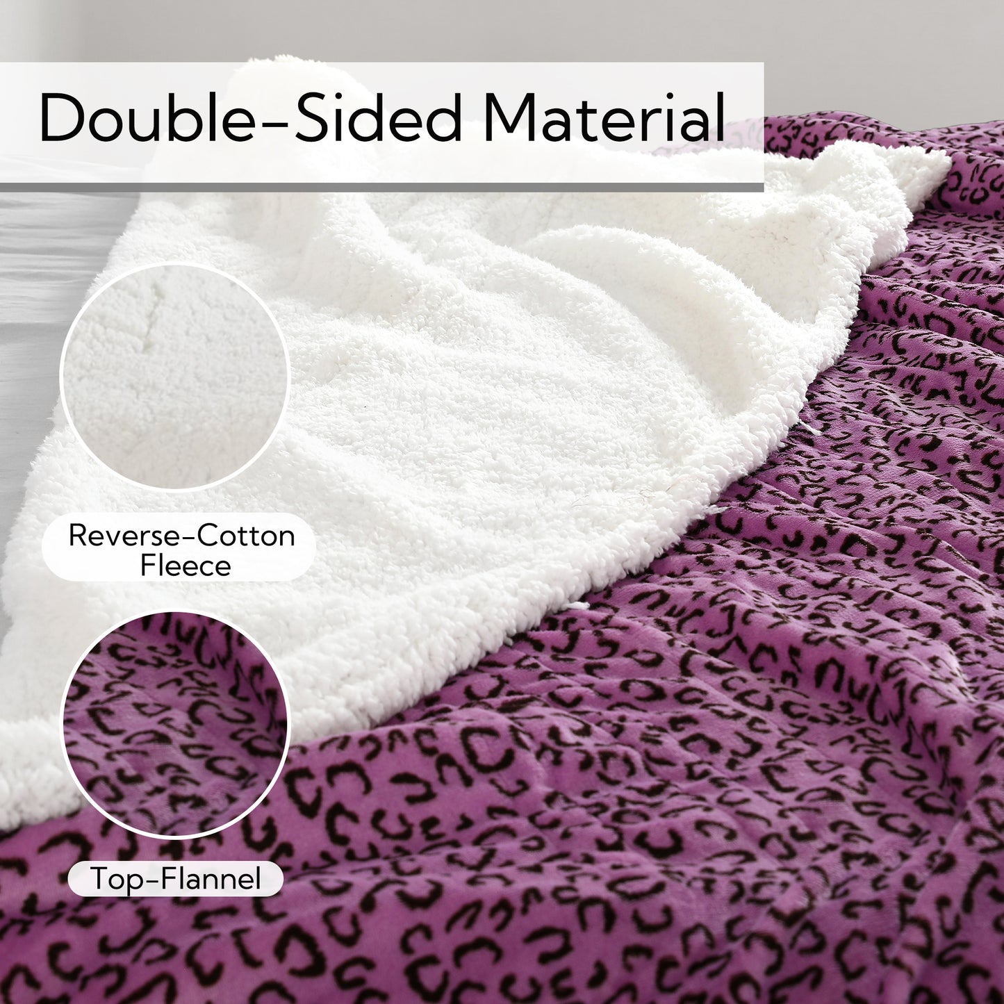 SUNNY HEAT Heated Electric Blanket Full Size 72'' x 84'' 6 Heating Levels & 1-10 Hours Auto Off , Leopard Black & Purple