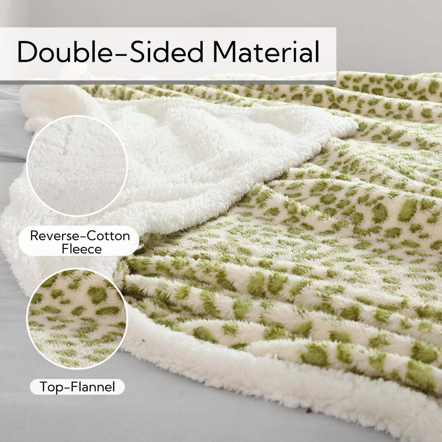 SUNNY HEAT Heated Electric Blanket Full Size 72'' x 84'' 6 Heating Levels & 1-10 Hours Auto Off , Leopard Green & White