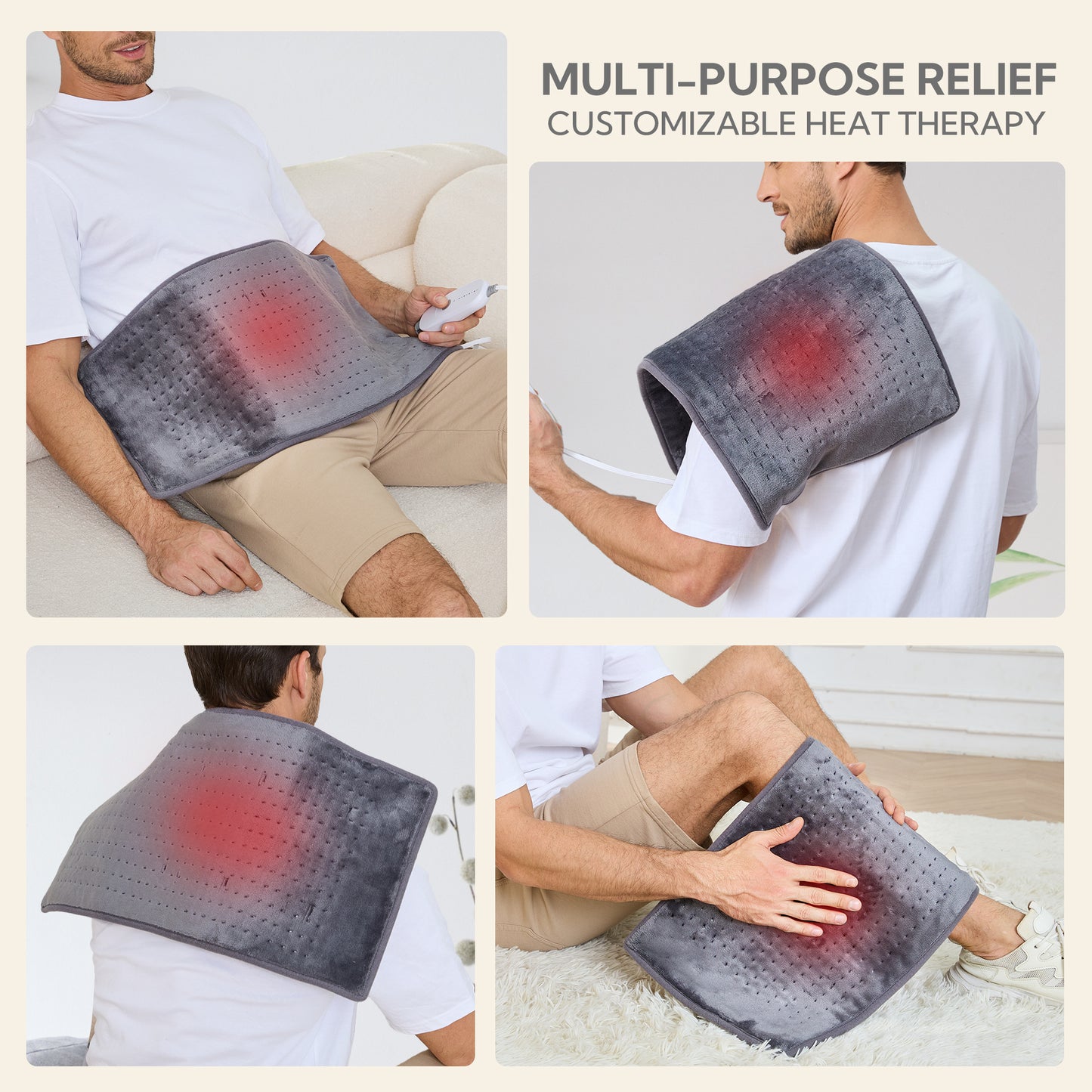 SUNNY HEAT Gray Heating Pad for Body Aches & Pains, Automatic Shut off, 1 Piece