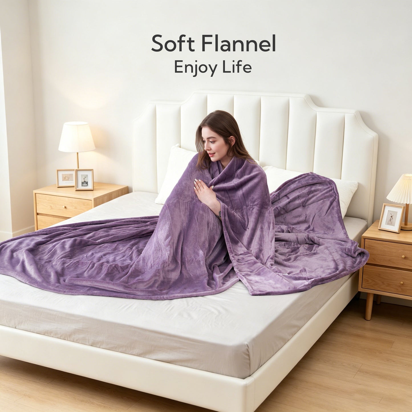 SUNNY HEAT Electric Heated Blanket Full Size 72" x 84" Soft Flannel with 9 Levels Heating & 10Hs Auto off, Machine Washable, Crystal Purple