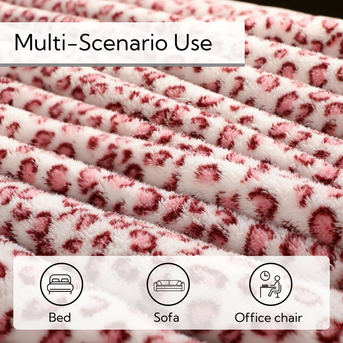 SUNNY HEAT Heated Electric Blanket Full Size 72' 'x 84'' 6 Heating Levels & 1-10 Hours Auto Off , Leopard Pink & White