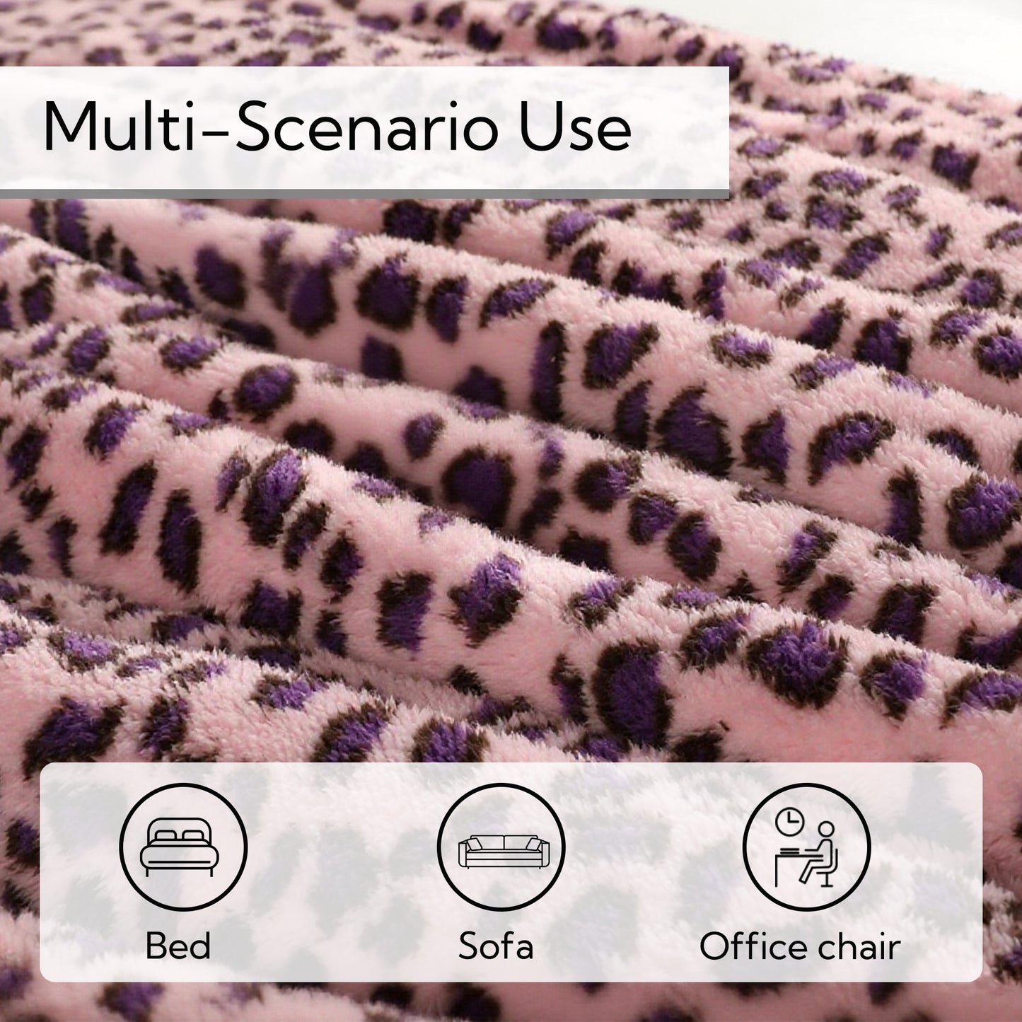 SUNNY HEAT Heated Electric Blanket Full Size 72'' x 84'' 6 Heating Levels & 1-10 Hours Auto Off , Leopard Pink & Purple