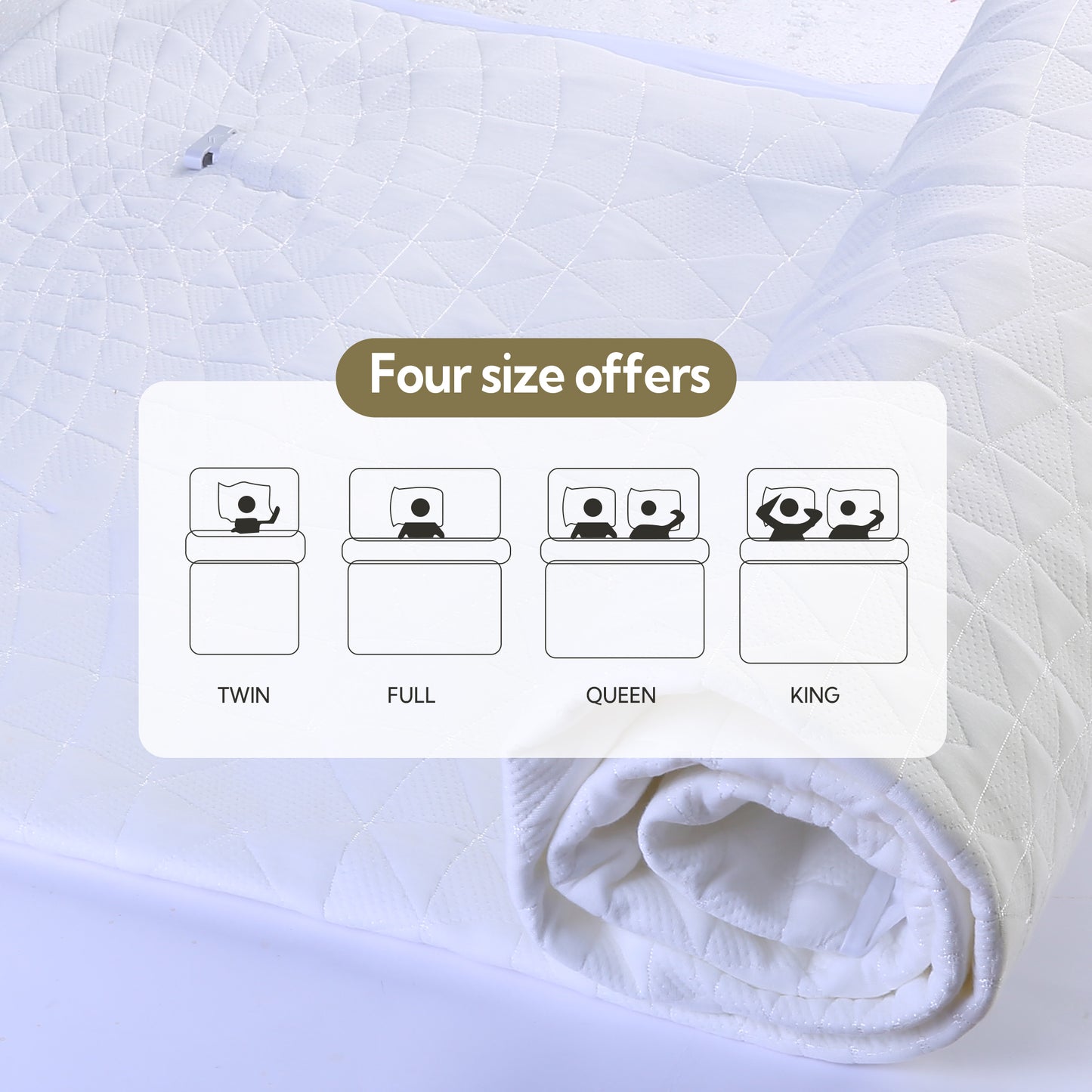 SUNNY HEAT Electric Mattress Pad King Size with Dual Control 4 Temperature 10H Auto-off, White