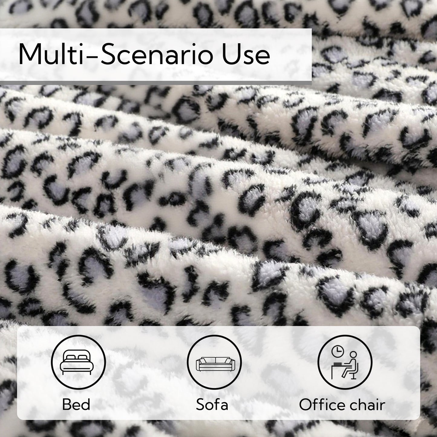 SUNNY HEAT Heated Electric Blanket Full Size 72'' x 84'' 6 Heating Levels & 1-10 Hours Auto Off , Leopard Blue & White
