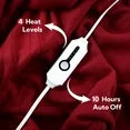 SUNNY HEAT Heated Electric Blanket Full Size 72''*84''-Super Soft And Cozy Electric Blanket With 4 Heat Levels 10 Hours Auto Off,ETL Certified, Garnet