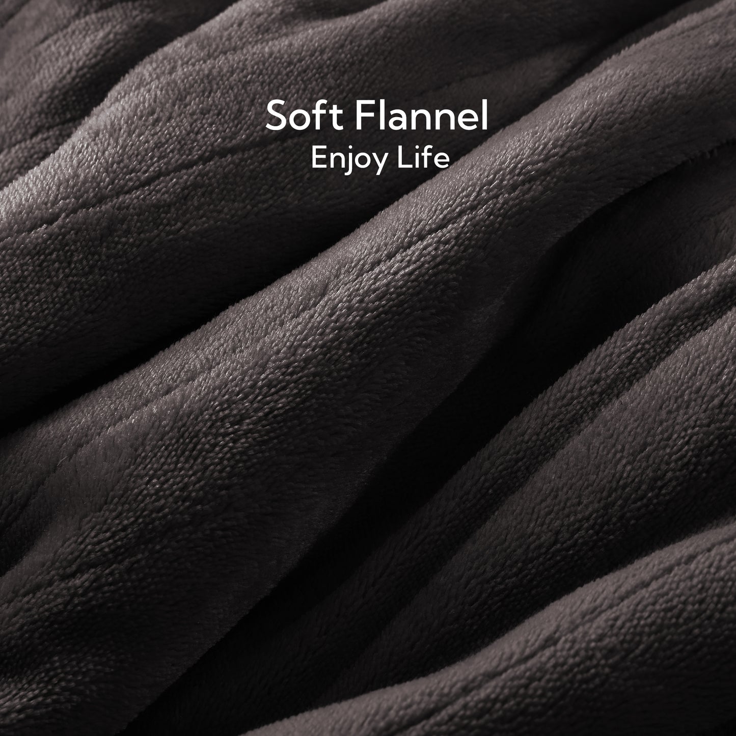 SUNNY HEAT Electric Heated Blanket Twin Size 62" x 84" Soft Flannel with 5 Levels Heating & 10Hs Auto off, Machine Washable, Dark Gray