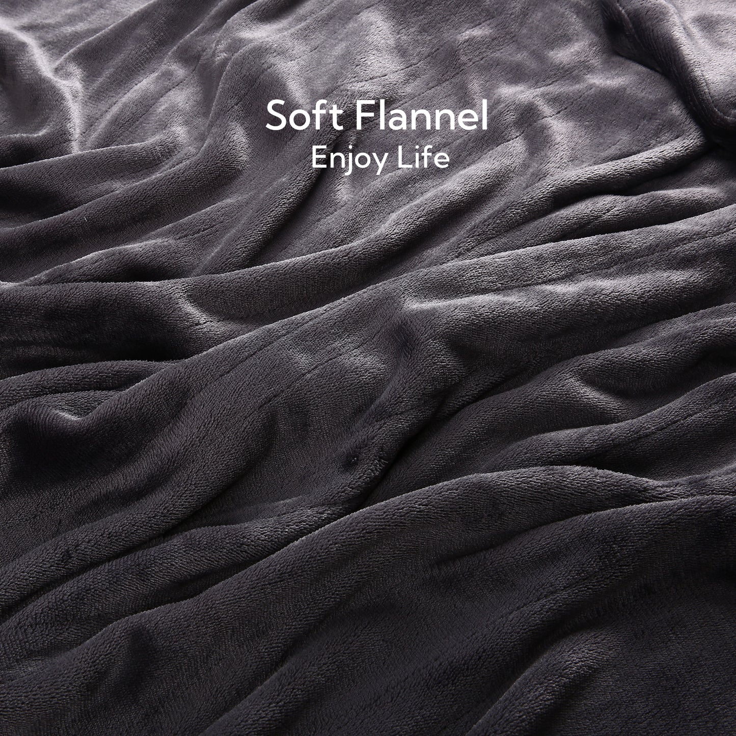 SUNNY HEAT Electric Heated Throw 50" x 60" Soft Flannel , 5 Levels Heating & 3Hs Auto off, Machine Washable, Dark Gray