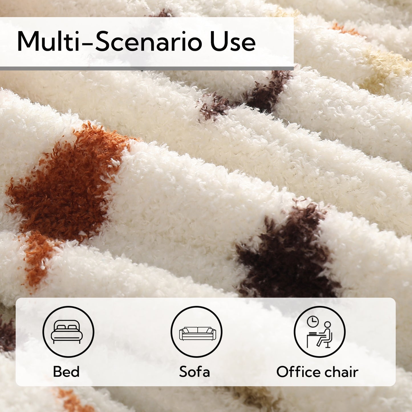 SUNNY HEAT Electric Heated Blanket Full size 72''x84'' Warm Machine Washable- brown and white