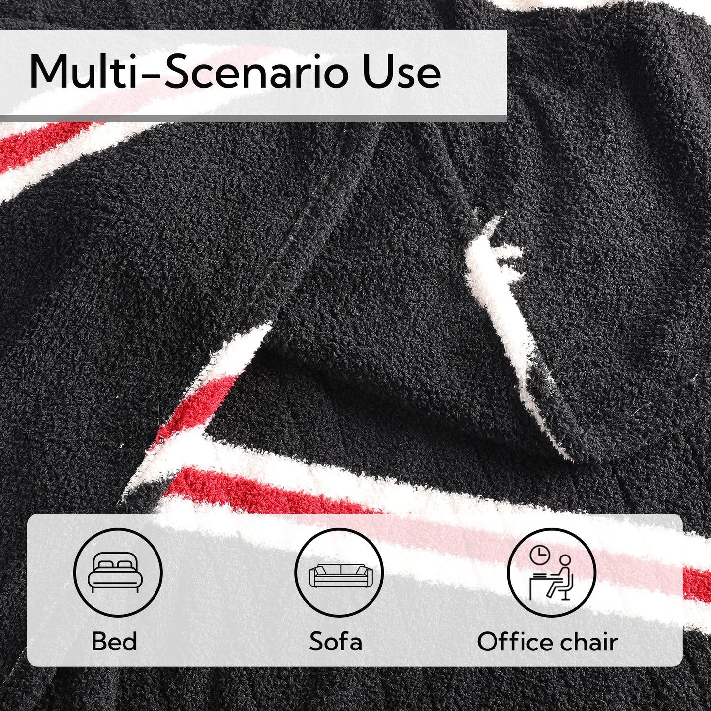 SUNNY HEAT Electric Heated Blanket Full size 72''x84'' Warm Machine Washable- black and white