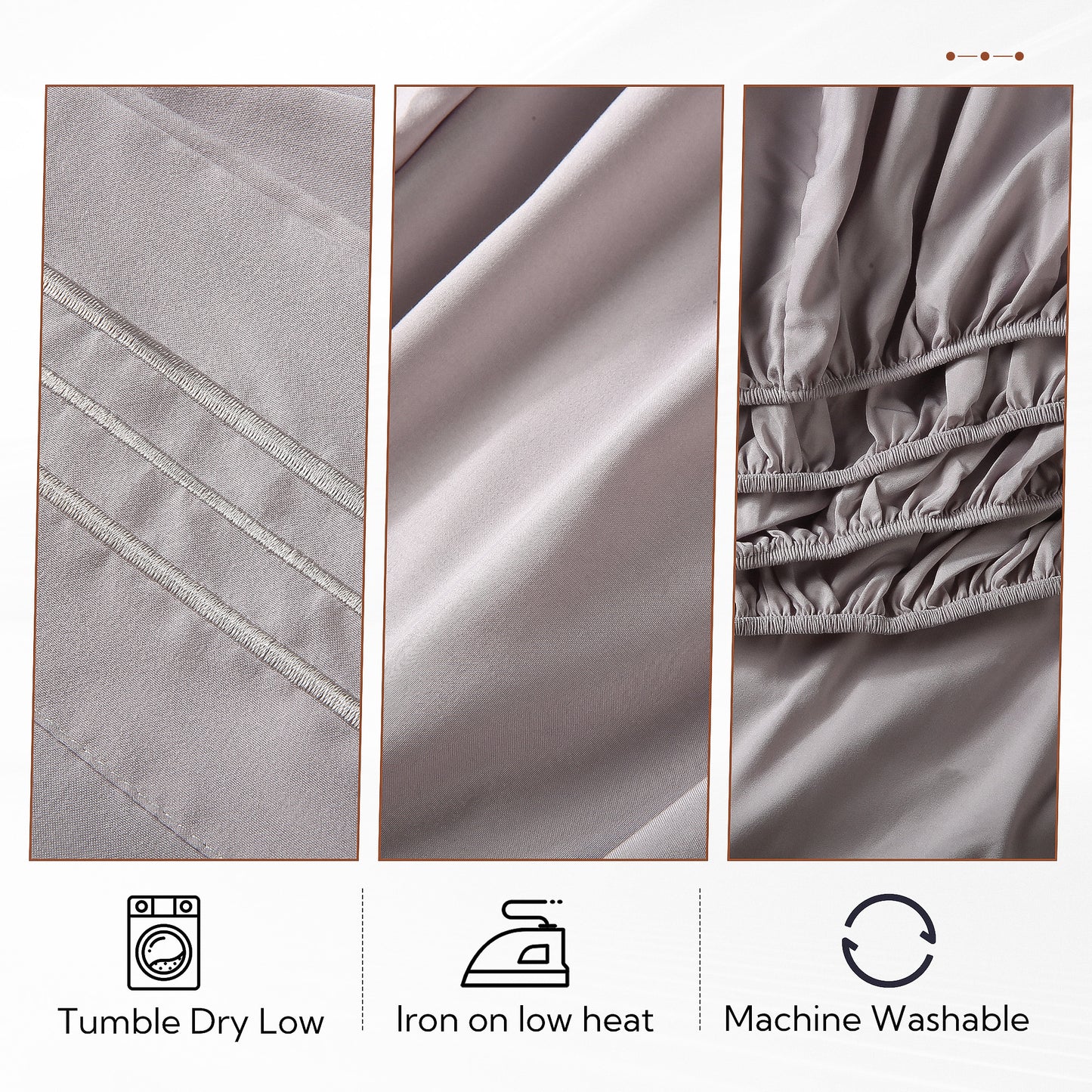 SUNNY HEAT Queen Bed Sheet Set, 4-Piece Deluxe Sheet Set, Easy Care Polyester Microfiber, Stretchable Elastic, Gray