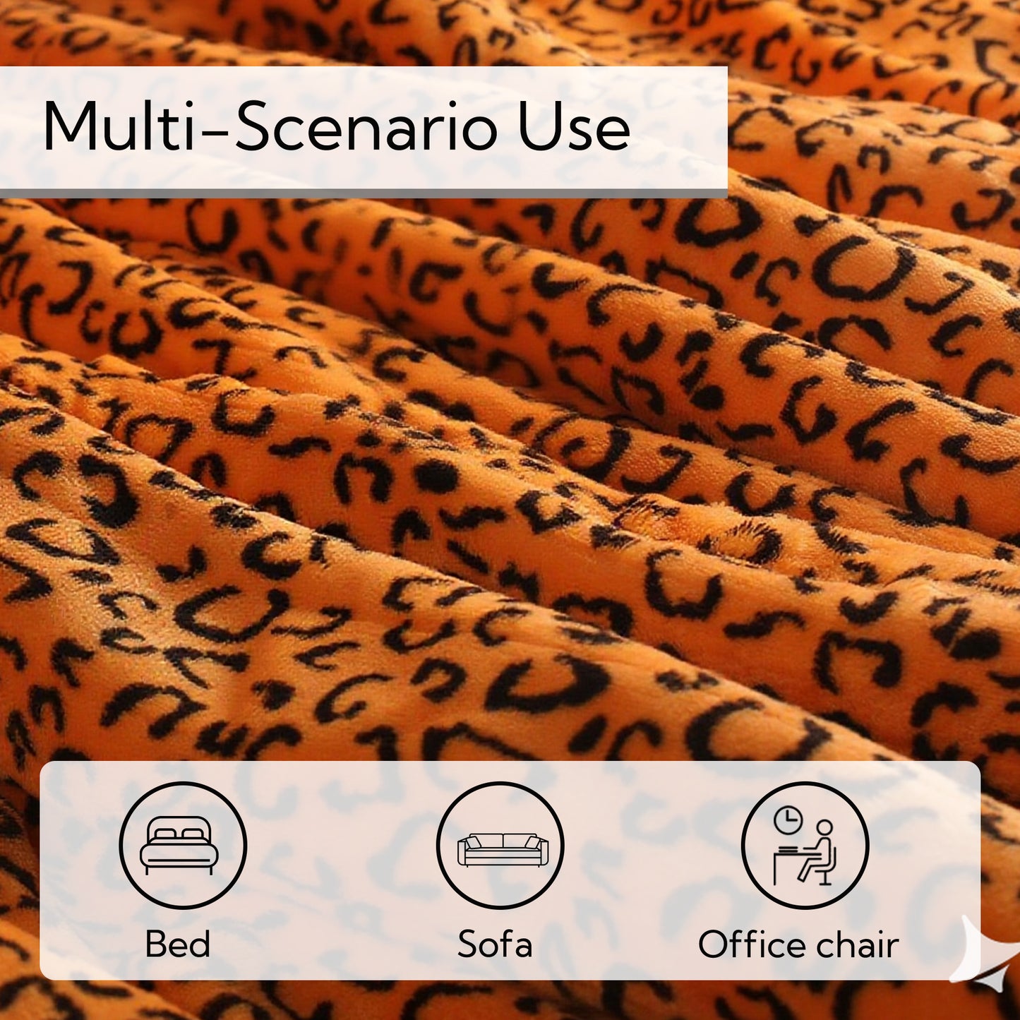 SUNNY HEAT Heated Electric Blanket Full Size 72'' x 84'' 6 Heating Levels & 1-10 Hours Auto Off , Leopard Black & Yellow
