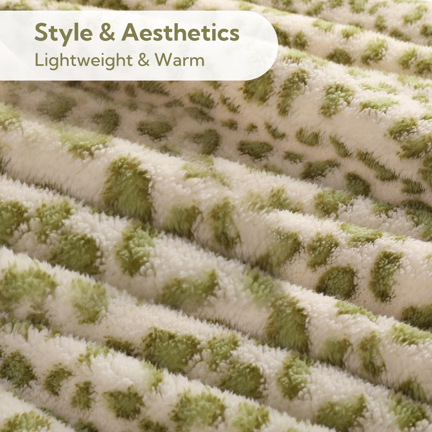 SUNNY HEAT Blanket 90''x90'' All-Season Ultra Soft Bed Blanket Couch, Bed, Sofa, Travel Use, green and white