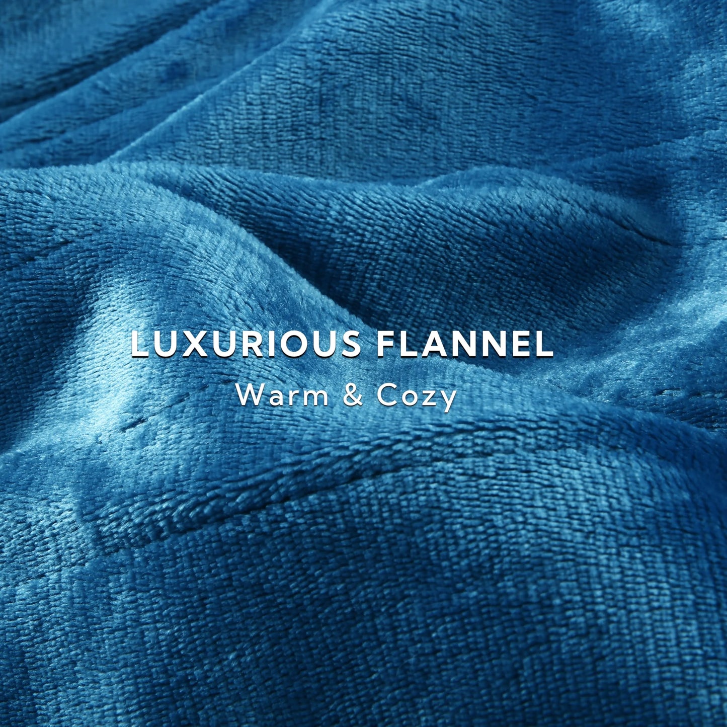 SUNNY HEAT Electric Heated Blanket Flannel Queen Size 84" x 90", 4 Heating Settings & 10 Hours Auto Off, Cozy Dual Control, Blue