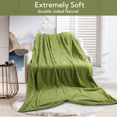 SUNNY HEAT Flannel Blanket Queen Size Luxury Bed Blanket, All Season Comfort, Skin Friendly & Lightweight, Olive Green