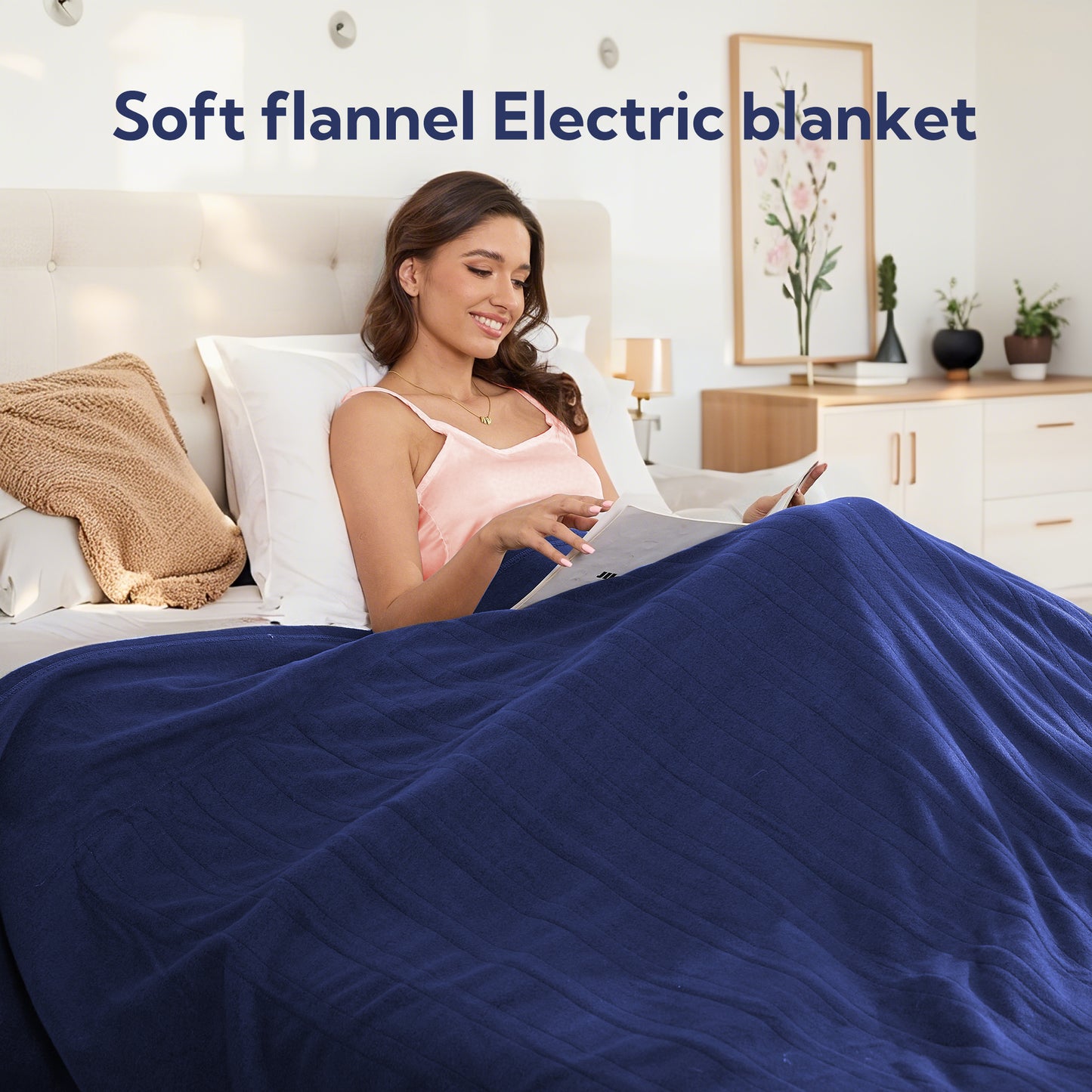 Heated Electric Blanket Full Size 72’’*84’’ - Super Soft And Cozy Heated Blanket With 4 Heat Levels 10 Hours Auto Off, ETL Certification, Dark Blue