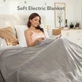 Heated Electric Blanket full size 62''*84'' -With 4 Heat Levels 10 Hours Auto Off,ETL Certified, Light Grey