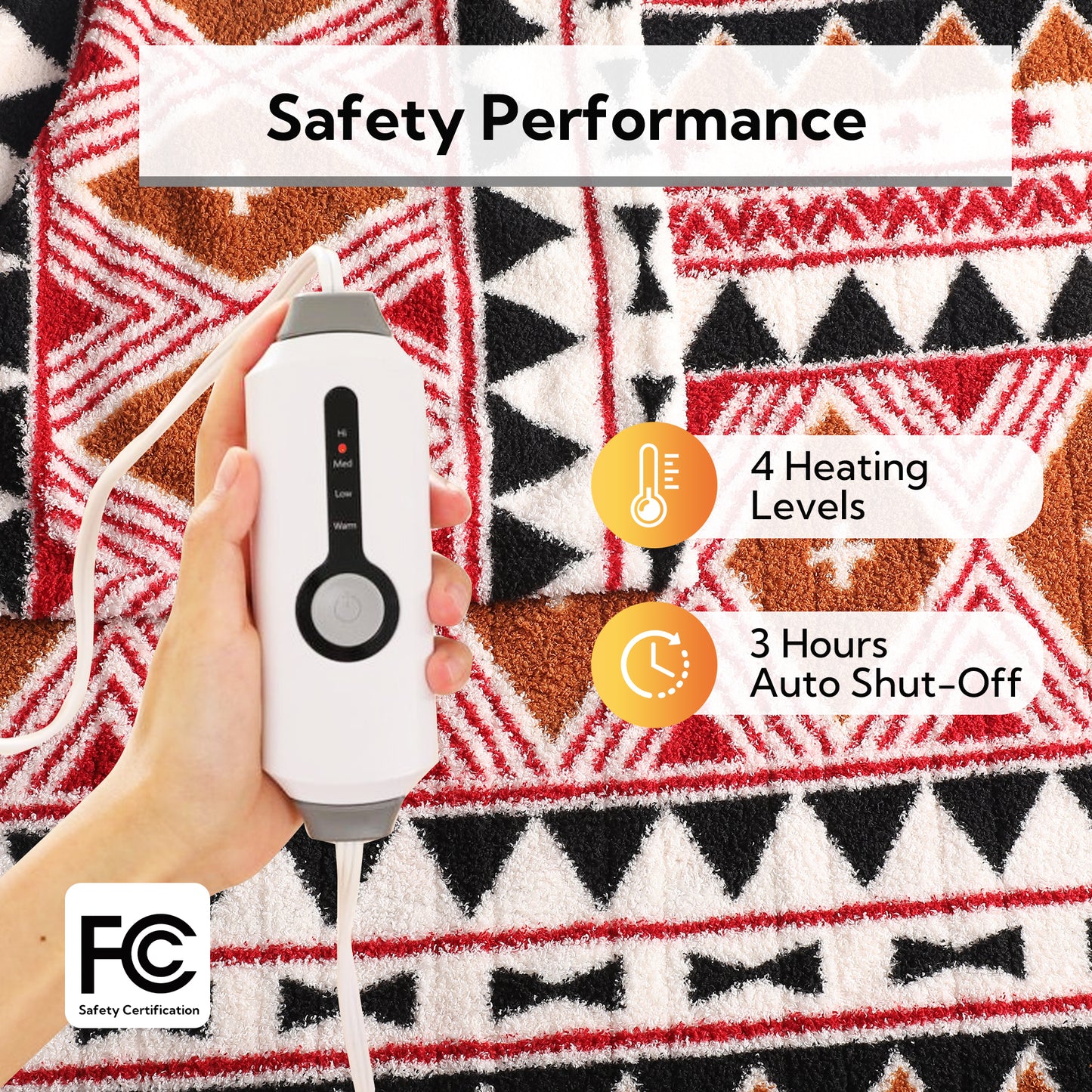 SUNNY HEAT Electric Heated Blanket Throw size 50''x60'' Warm Machine Washable- Multi‑color