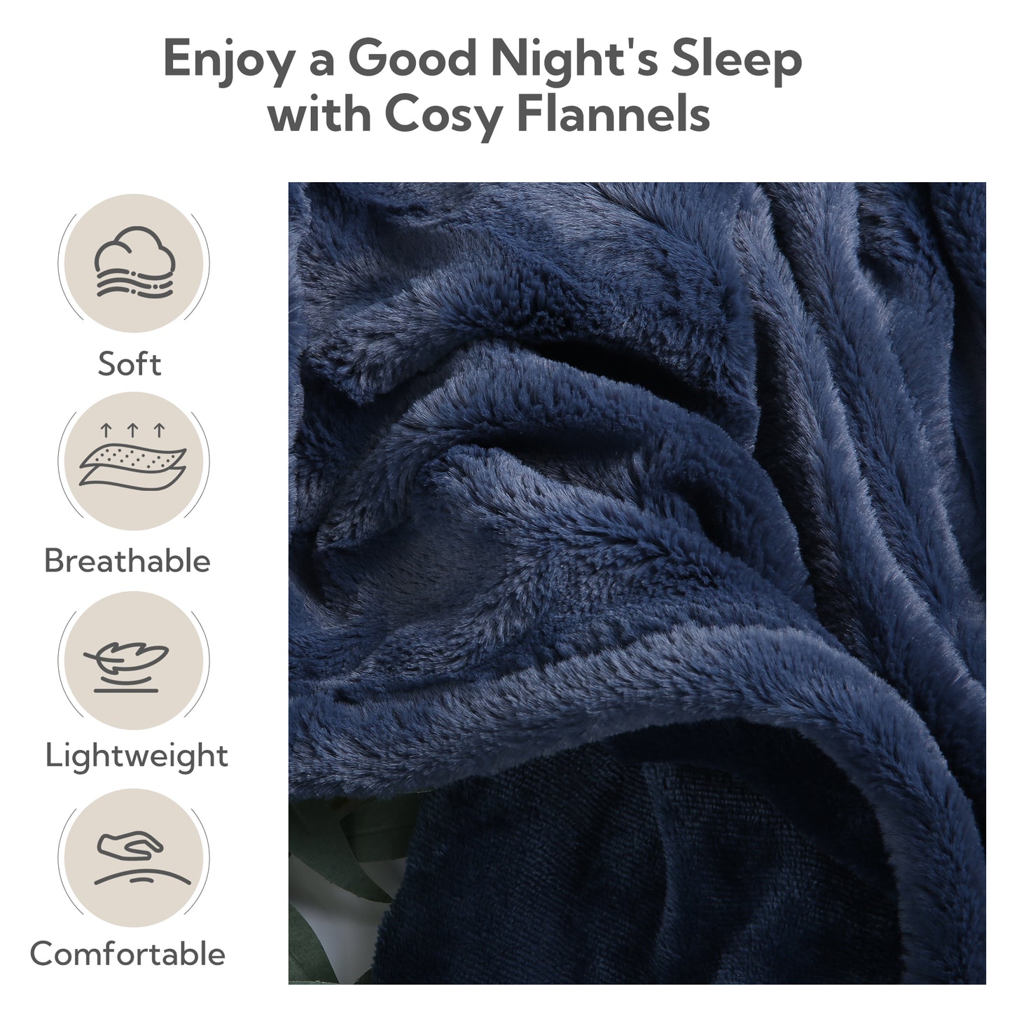SUNNY HEAT Electric Heated Blanket 50'' x 60'', Soft and Lightweight Faux Fur Electric Blanket, Navy