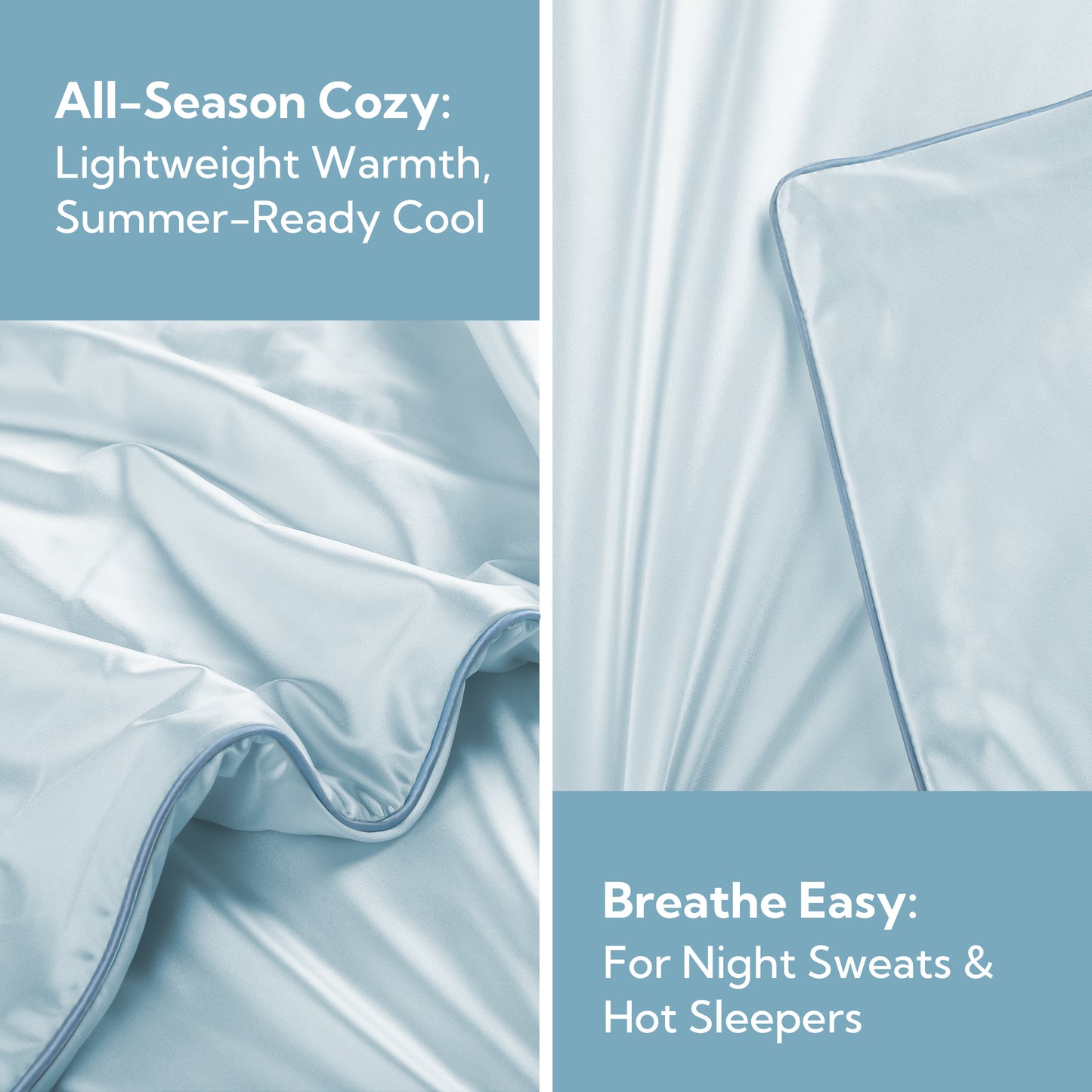 SUNNY HEAT Cooling Comforter Cal King, Reversible All Season Cooling Blanket, Aqua Blue, 90"x108"