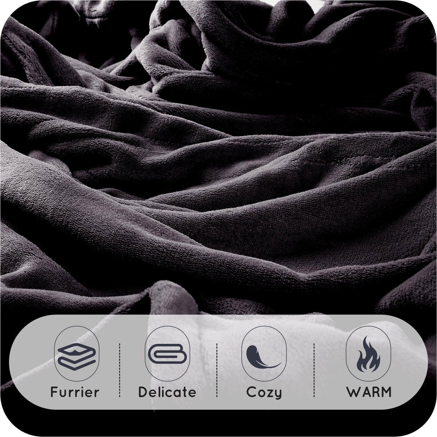 Electric Heated Blanket Full Size 72"x84", Coral Fleece fluffier microplush, more furrier and comfortable to touch - Dark Grey