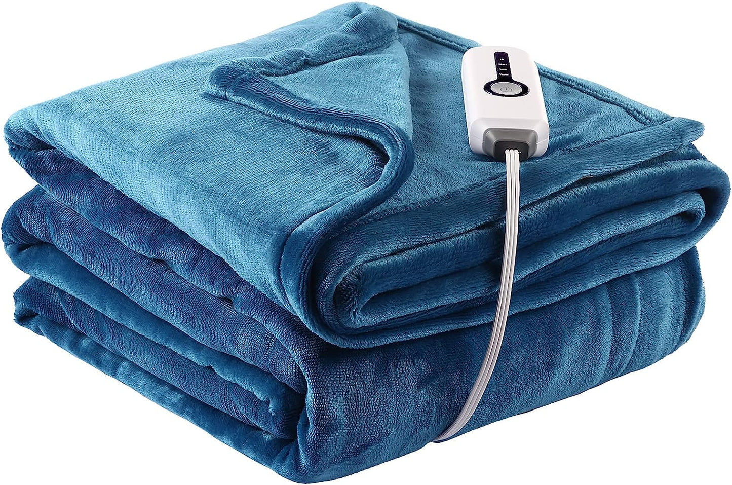 SUNNY HEAT Electric Heated Blanket Flannel 72" x 84" Full Size-4 Heating Settings & 10 Hours Auto Off, Cozy Machine Washable-Teal