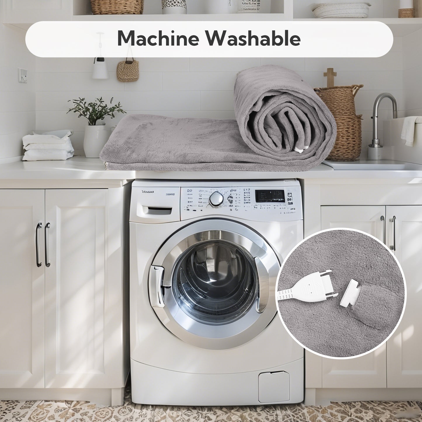 SUNNY HEAT Electric Mattress Pad Full Size with 4 Temperature 10H Auto-off, Coral Fleece, Light Grey