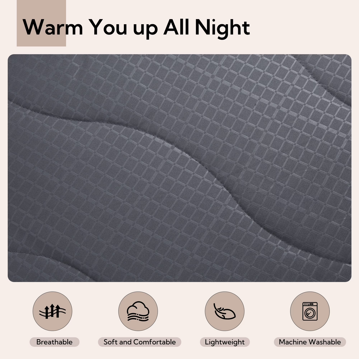 SUNNY HEAT Electric Heated Mattress Pad, Queen Size, 4 Heating Levels, 10-Hour Auto Off, Lightweight Polyester, Grey