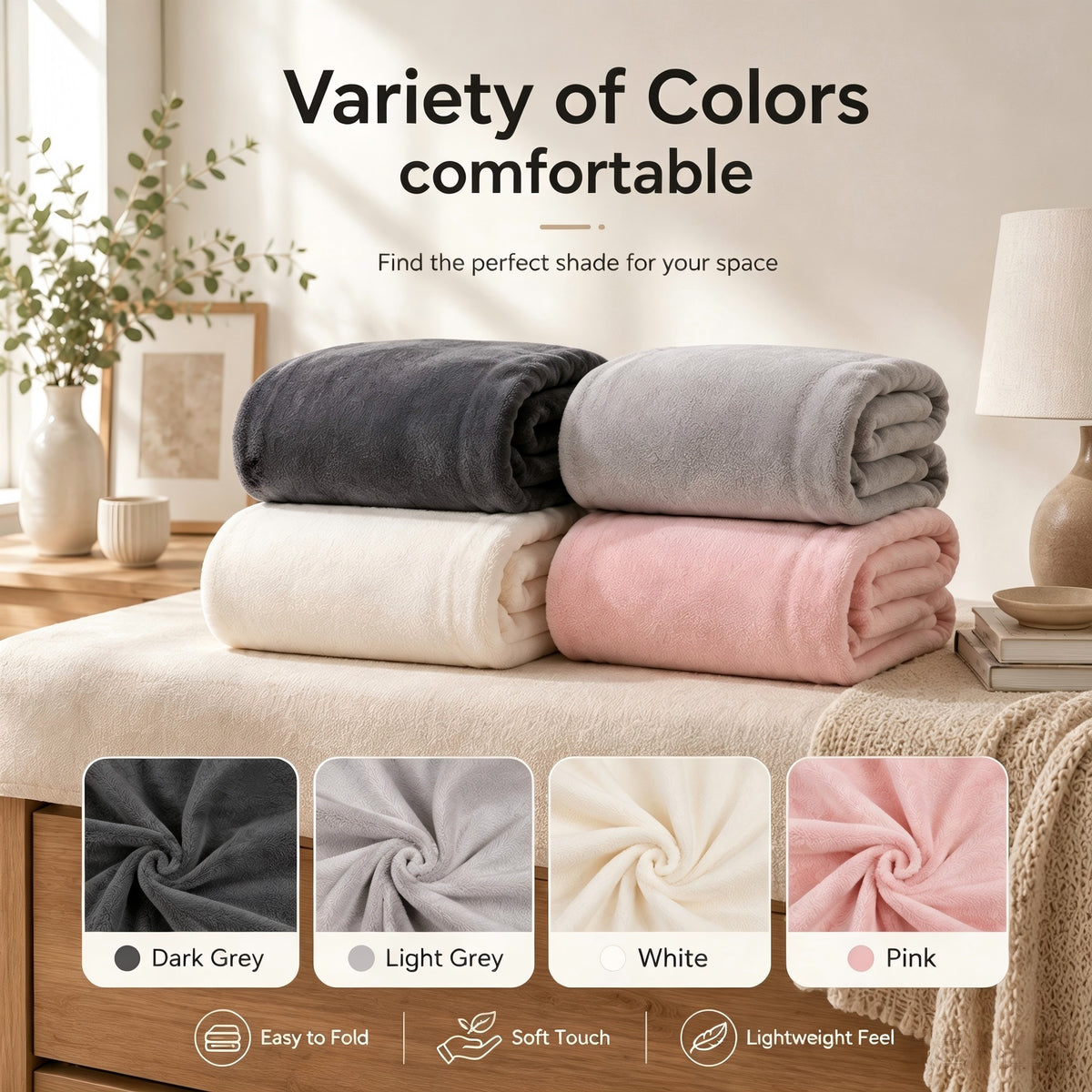 SUNNY HEAT Soft Flannel Blanket Super Warm & Comfortable Bed Blanket Queen Size, Dark Grey