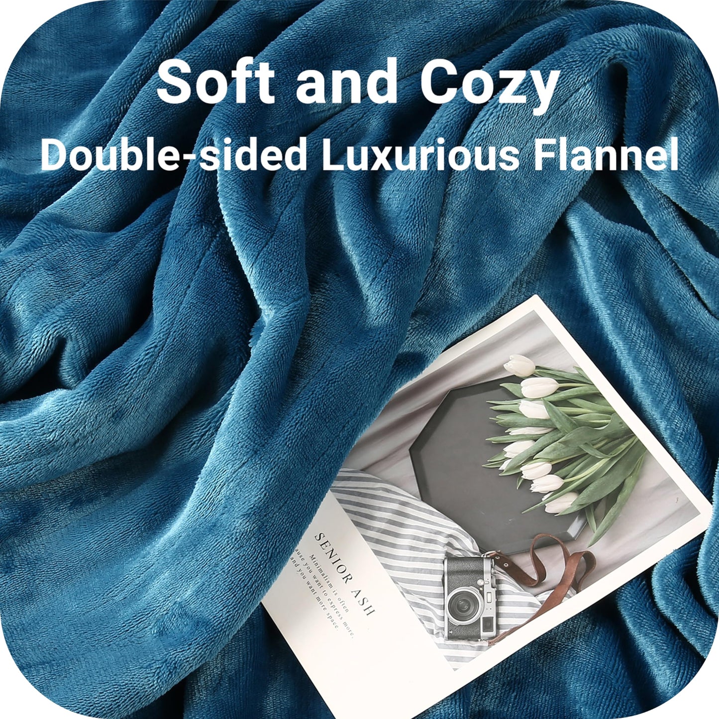 SUNNY HEAT Electric Heated Blanket Flannel 72" x 84" Full Size-4 Heating Settings & 10 Hours Auto Off, Warm Machine Washable-Teal